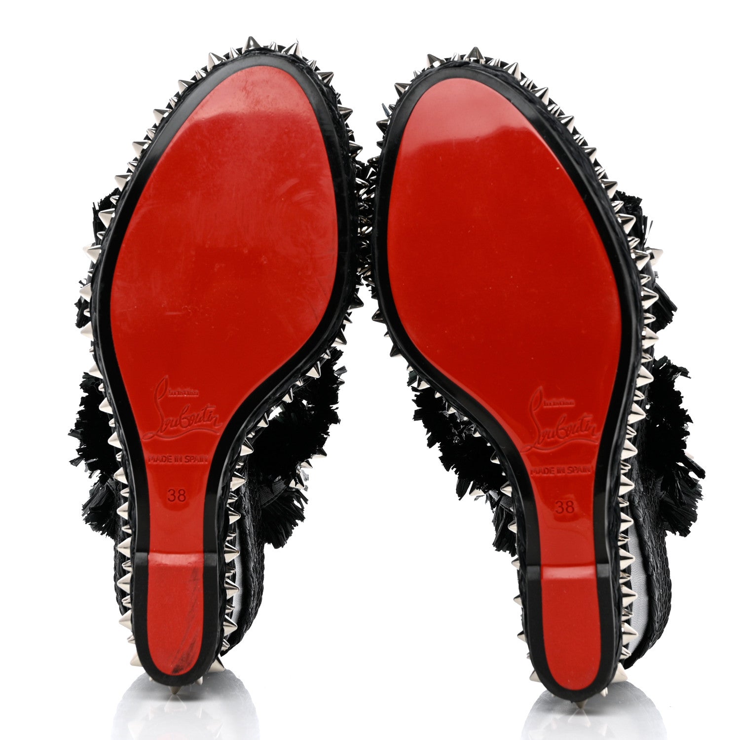 Christian Louboutin Voltinoudou 110mm Tie Cruise Raffia Spike Wedge 38 Black 5 of 8