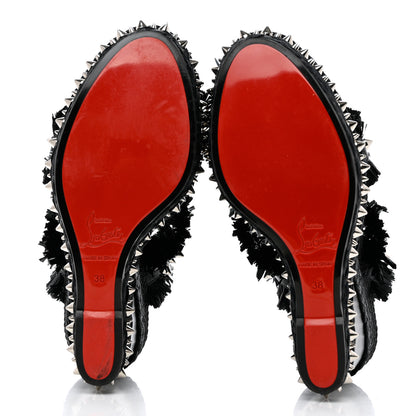 Christian Louboutin Voltinoudou 110mm Tie Cruise Raffia Spike Wedge 38 Black 5 of 8