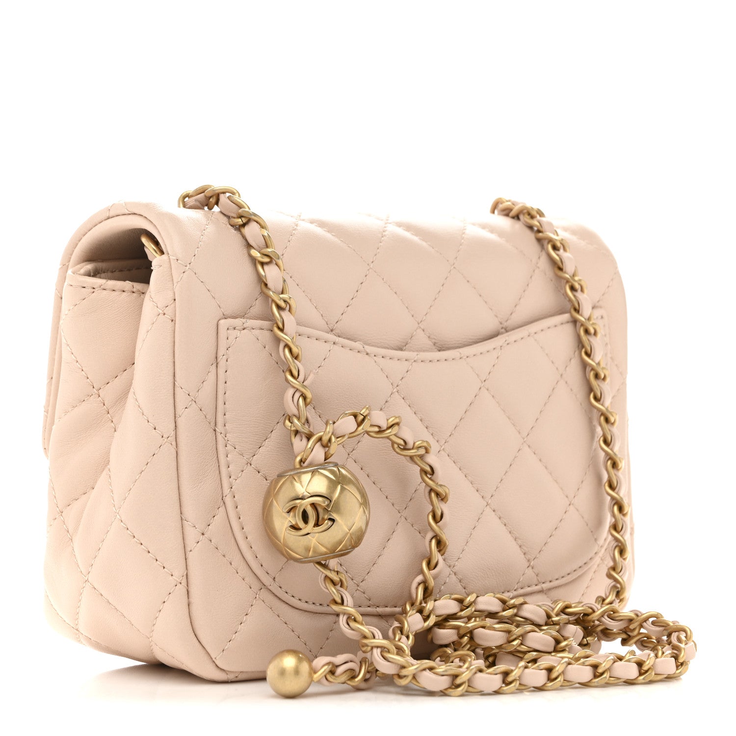 Chanel Lambskin Quilted Mini Pearl Crush Flap Light Beige 1853635