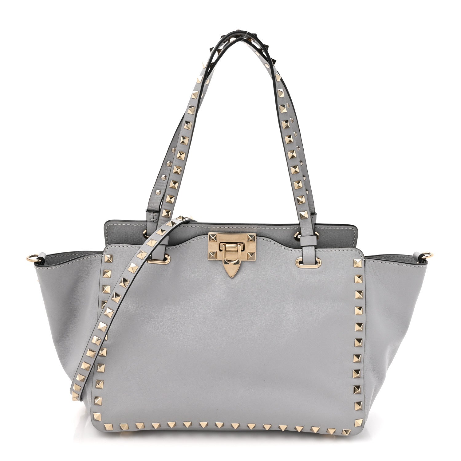 Valentino Garavani Vitello Small Rockstud Tote Grey 1 of 12