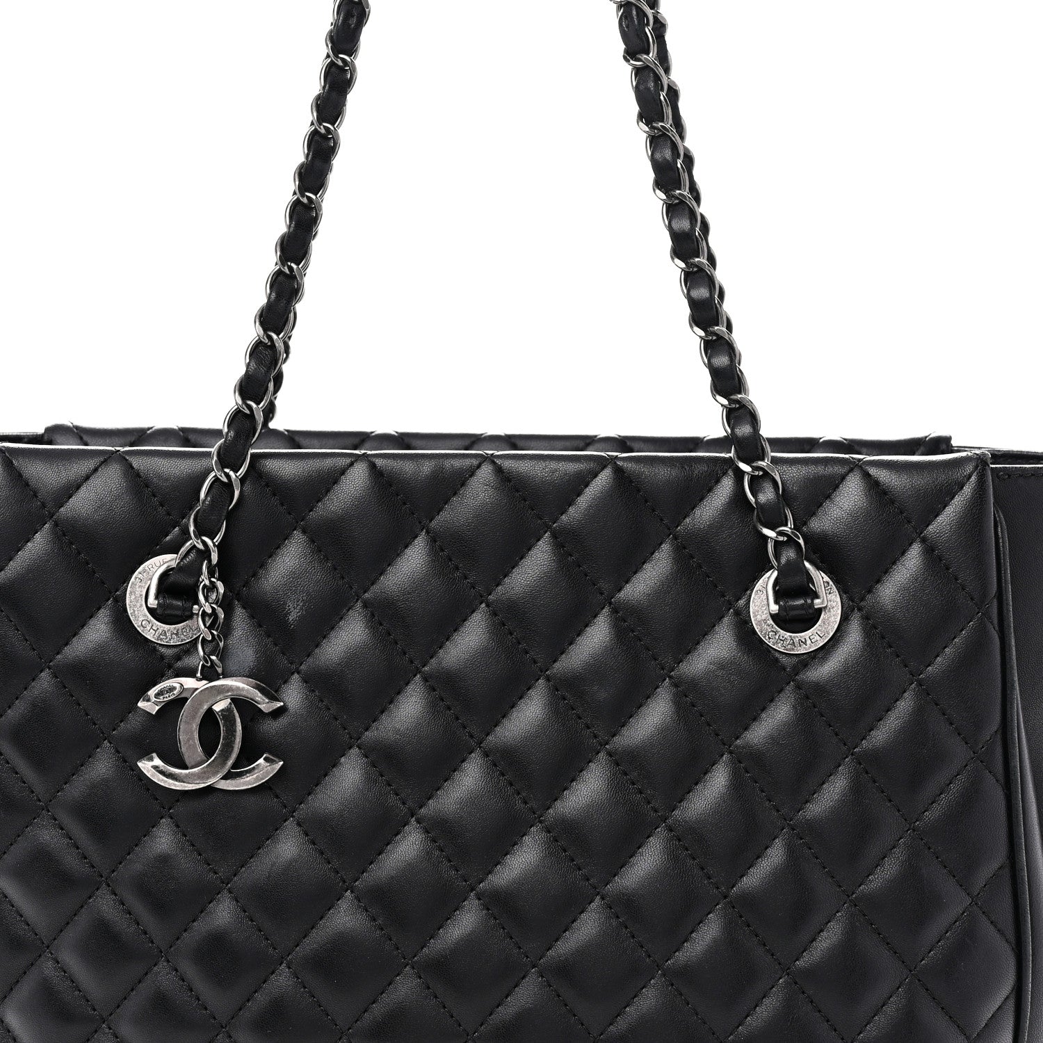 Chanel Lambskin Quilted Shopping Tote Black 8 of 10