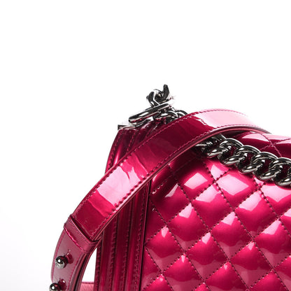 Chanel Metallic Patent Calfskin Quilted Medium Boy Flap Pink 9 of 9
