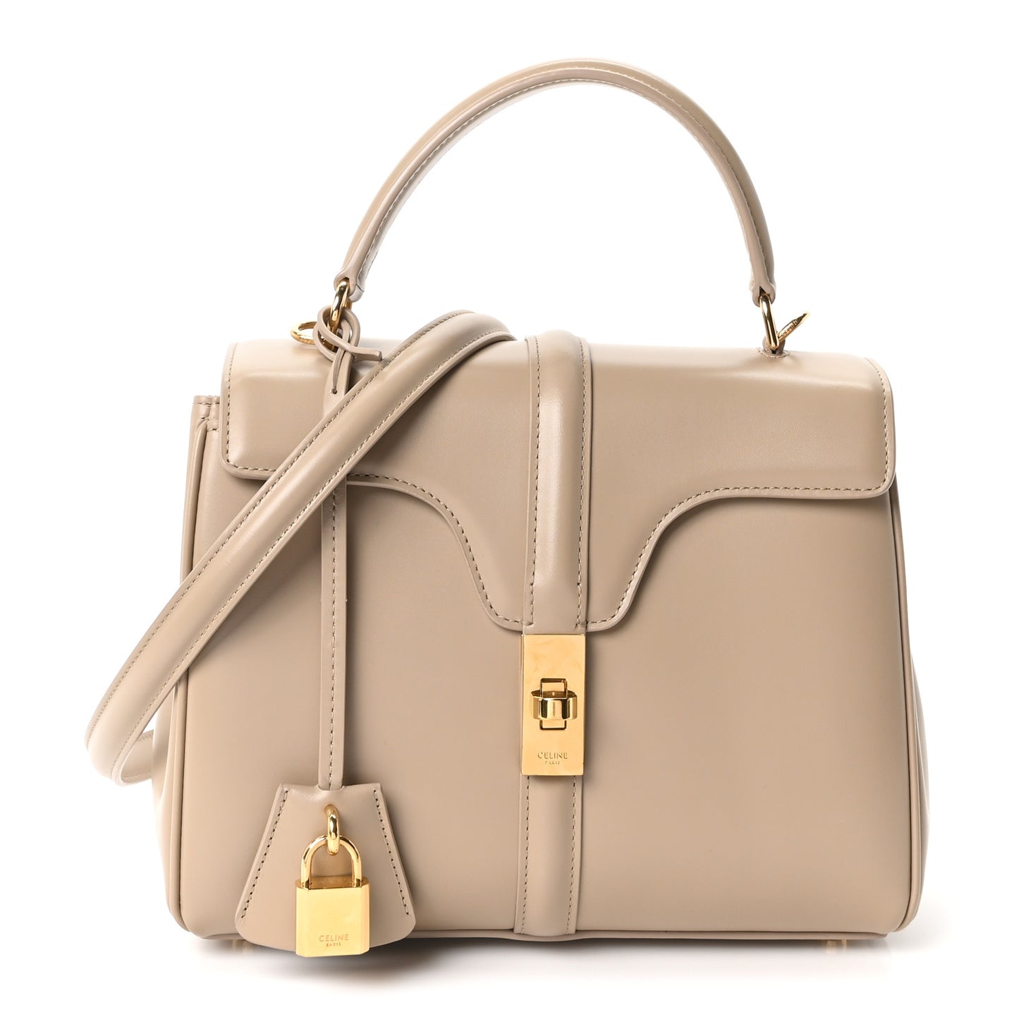 Satinated Calfskin Small 16 Top Handle Bag Nude
