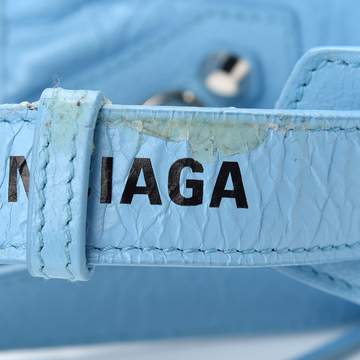 Balenciaga Agneau Classic Silver Hardware Mini City Logo Strap Baby Blue Black 11 of 11