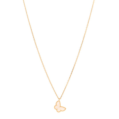 Van Cleef & Arpels 18K Yellow Gold Mother of Pearl Sweet Alhambra Butterfly Pendant Necklace 1 of 5