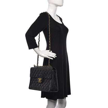 Chanel Lambskin Quilted XL Jumbo Single Flap Black 2 of 10