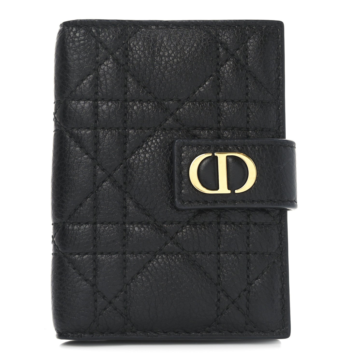 Christian Dior Supple Calfskin Cannage Caro Dandelion Card Holder Black 1 of 6