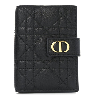 Christian Dior Supple Calfskin Cannage Caro Dandelion Card Holder Black 1 of 6