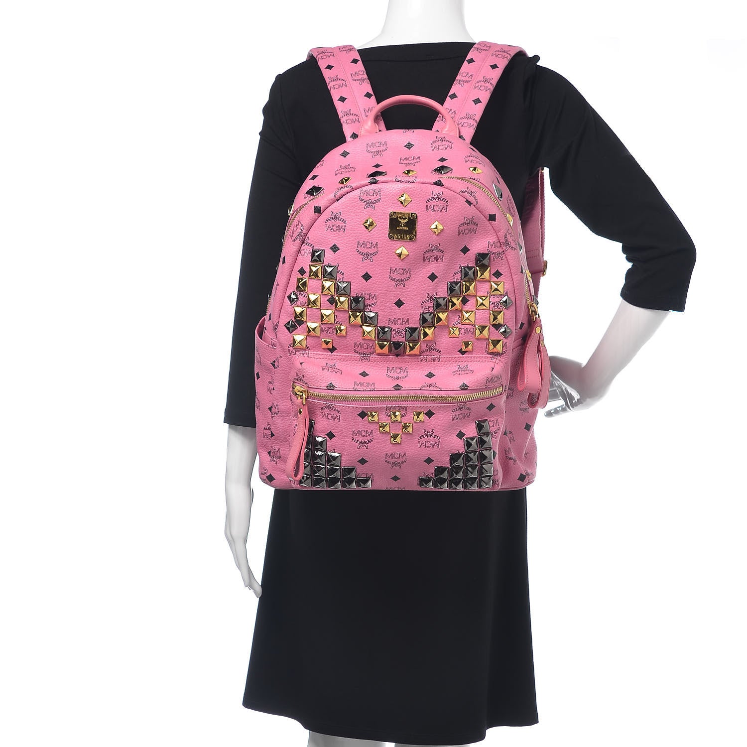 MCM Visetos Studded Medium Stark M Backpack Pink 2 of 12