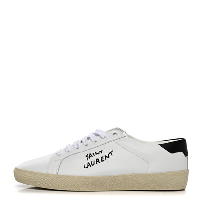 Saint Laurent Calfskin Embroidered Mens Court Classic Sneakers 39 White Black 1 of 10