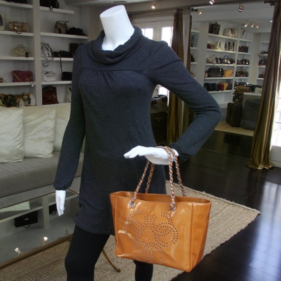 Chanel Patent Perforated CC Shopping Tote 2 of 9
