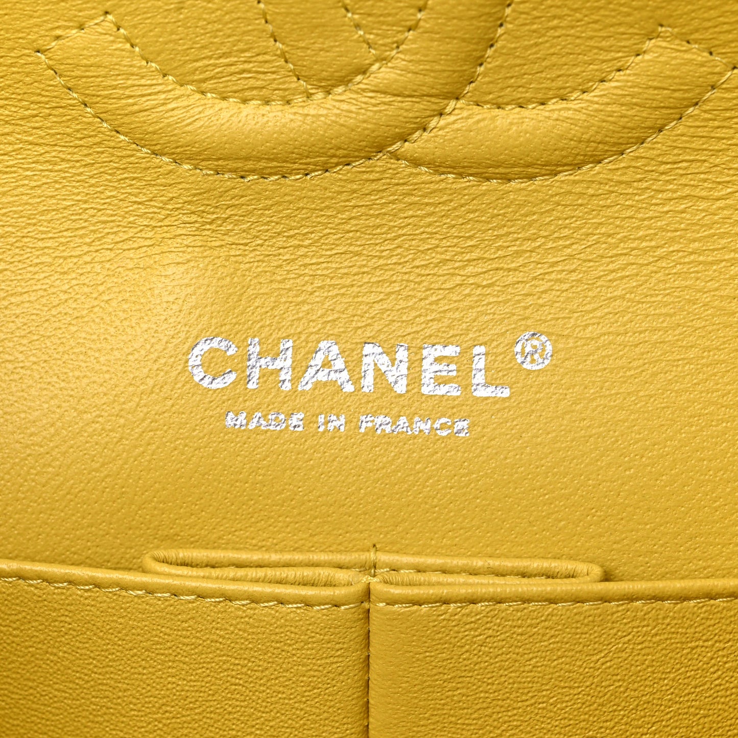 Lambskin Quilted Medium Double Flap Yellow