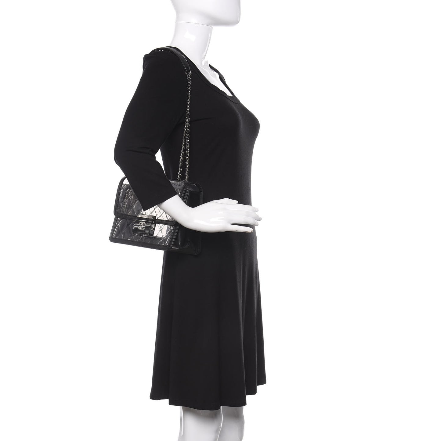 PVC Lambskin Quilted Beauty Lock Flap Black