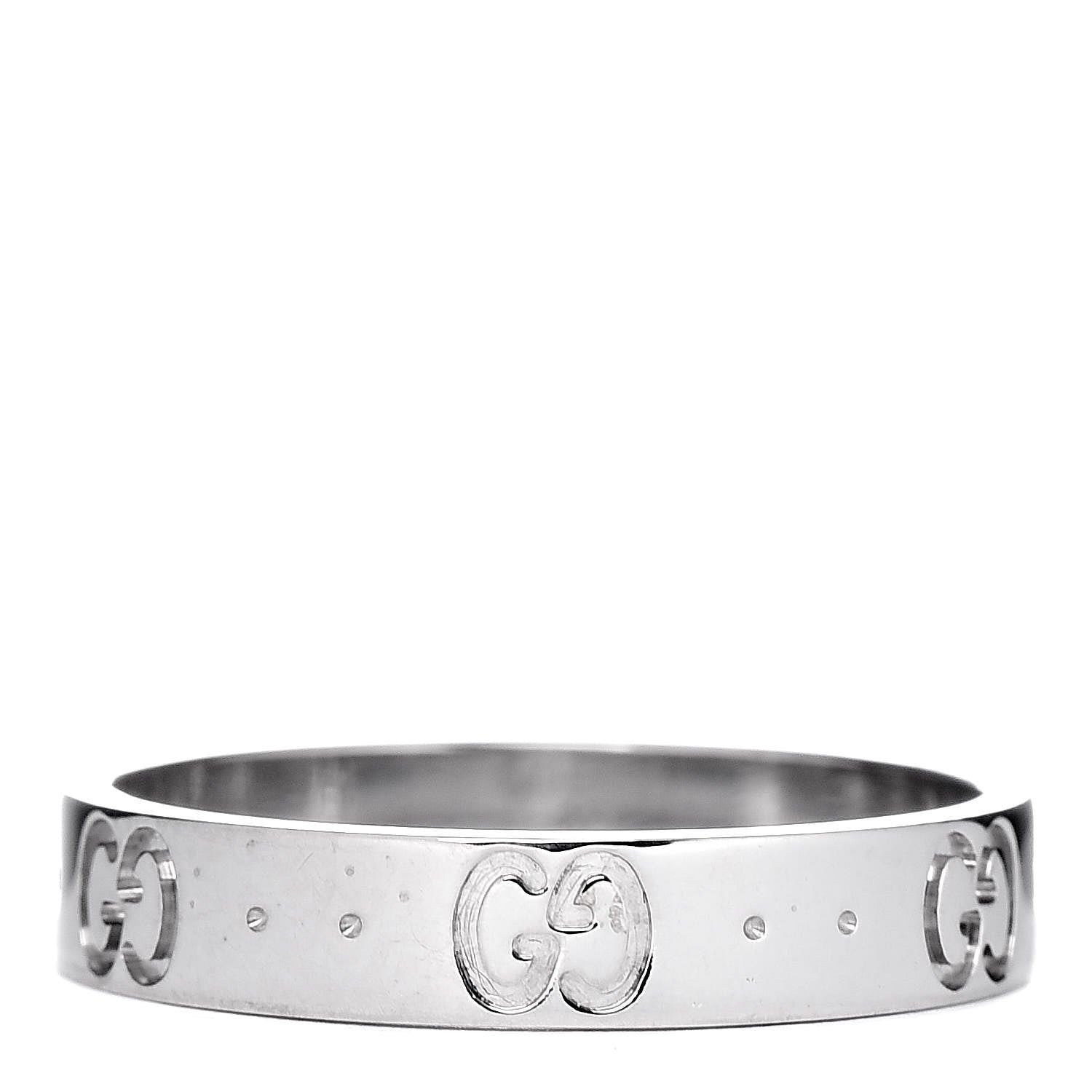 Gucci 18K White Gold 4mm Icon Thin Band Ring 58 8.25 1 of 7