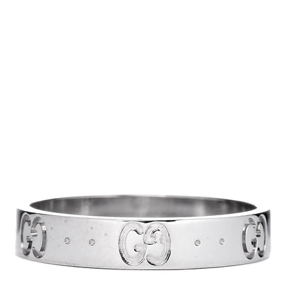 Gucci 18K White Gold 4mm Icon Thin Band Ring 58 8.25 1 of 7
