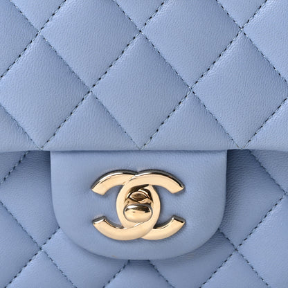 Chanel Lambskin Quilted Medium Double Flap Light Blue 8 of 10