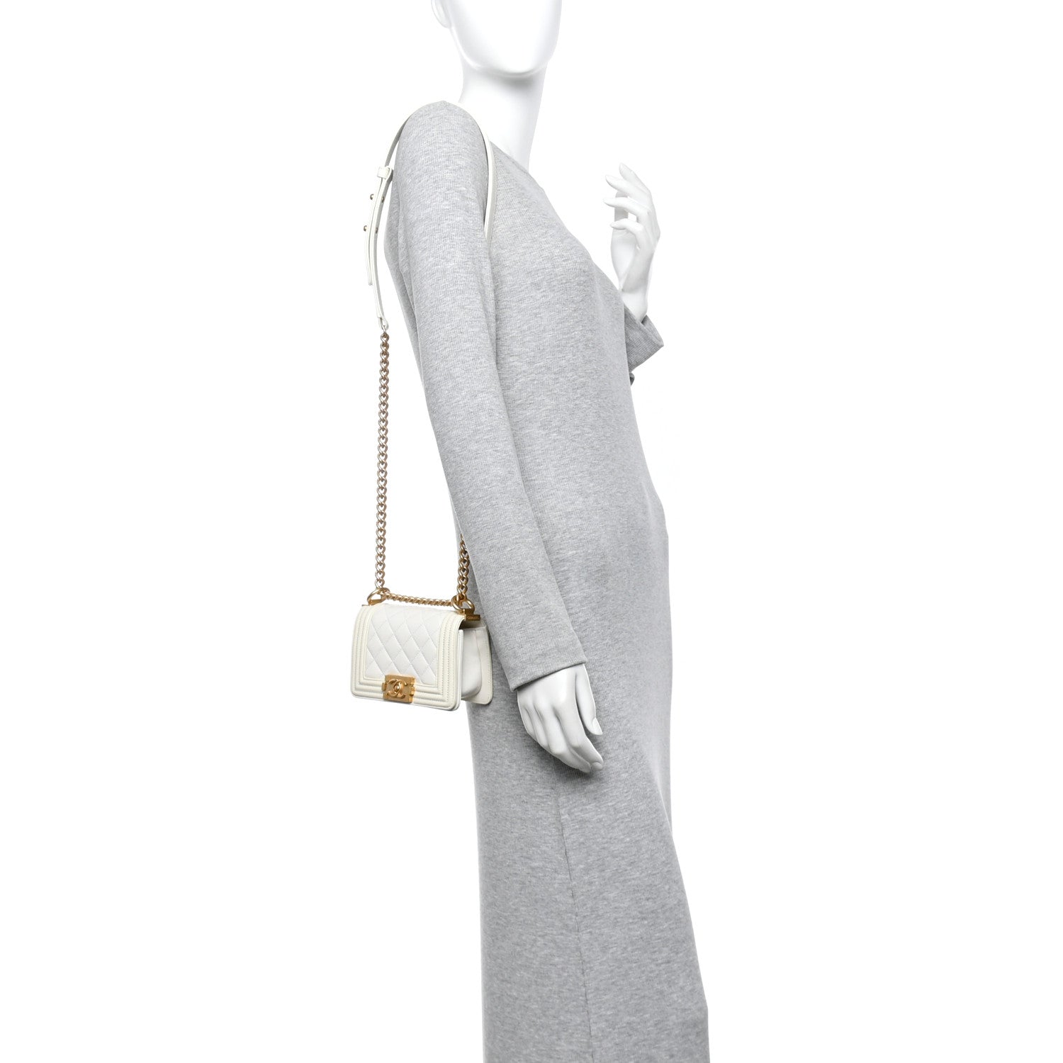 Chanel Caviar Quilted Mini Boy Flap White 2 of 10
