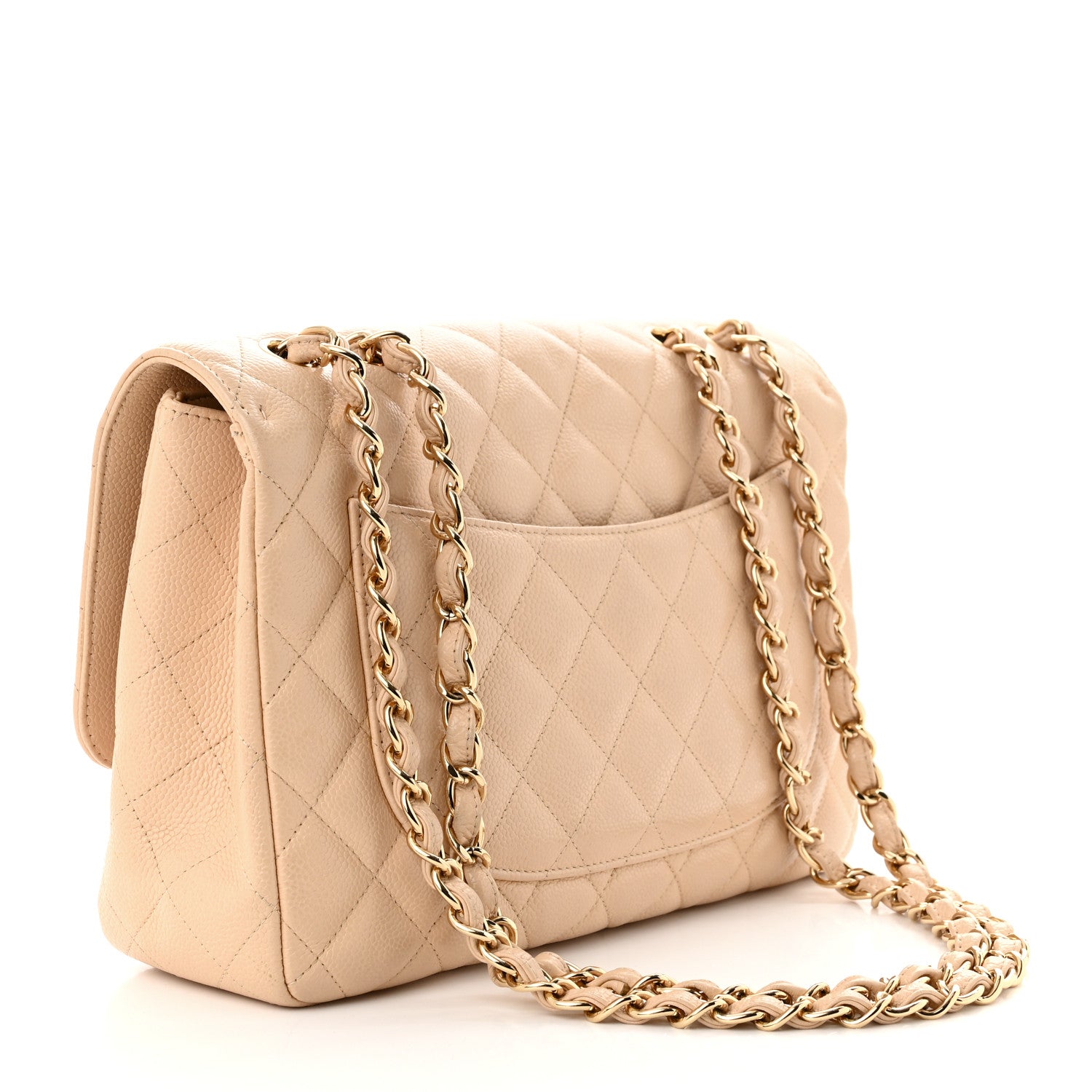 Chanel Caviar Quilted Jumbo Single Flap Beige 3 of 10