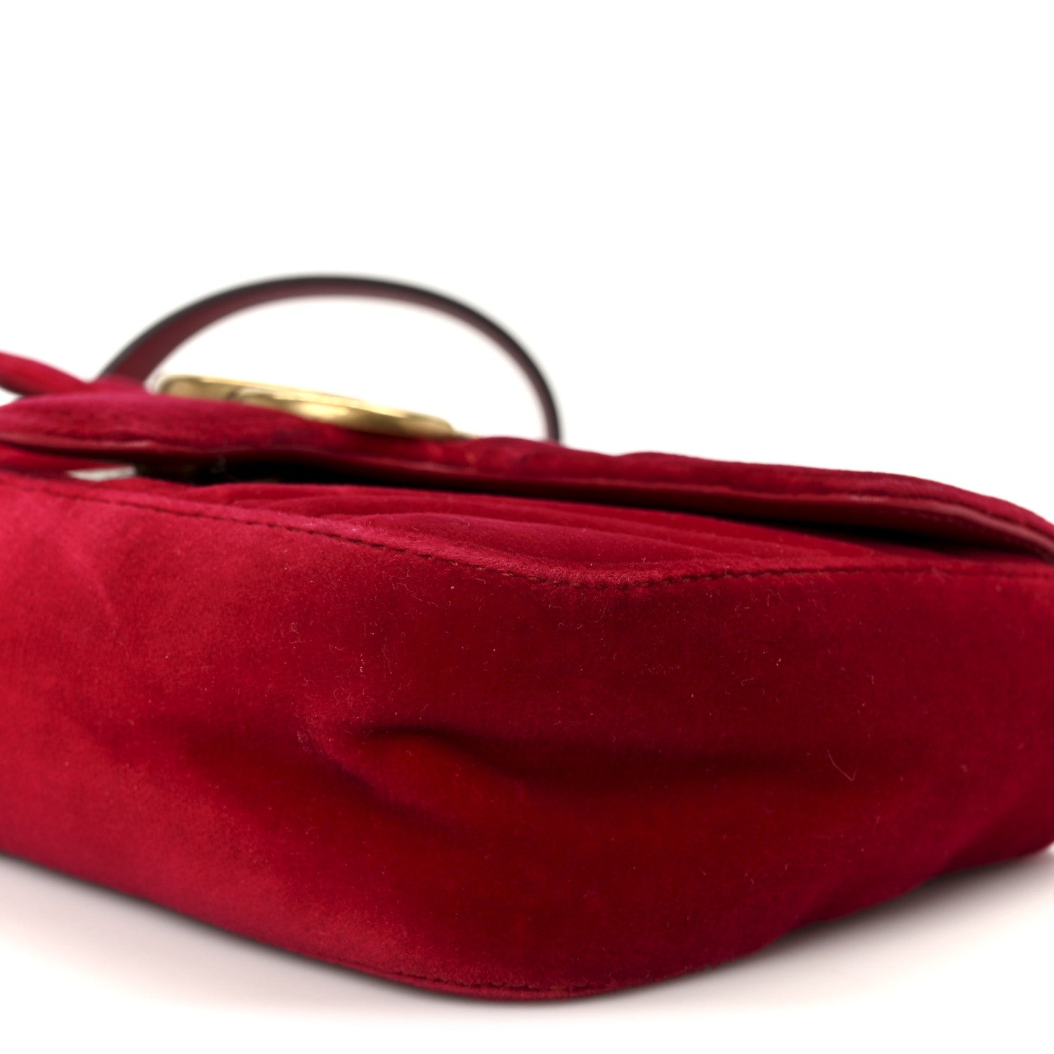 Gucci Velvet Matelasse Mini GG Marmont Shoulder Bag Hibiscus Red 11 of 11