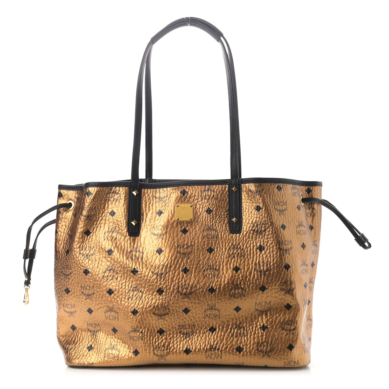 MCM Metallic Visetos Medium Shopper Tote Gold 1 of 10