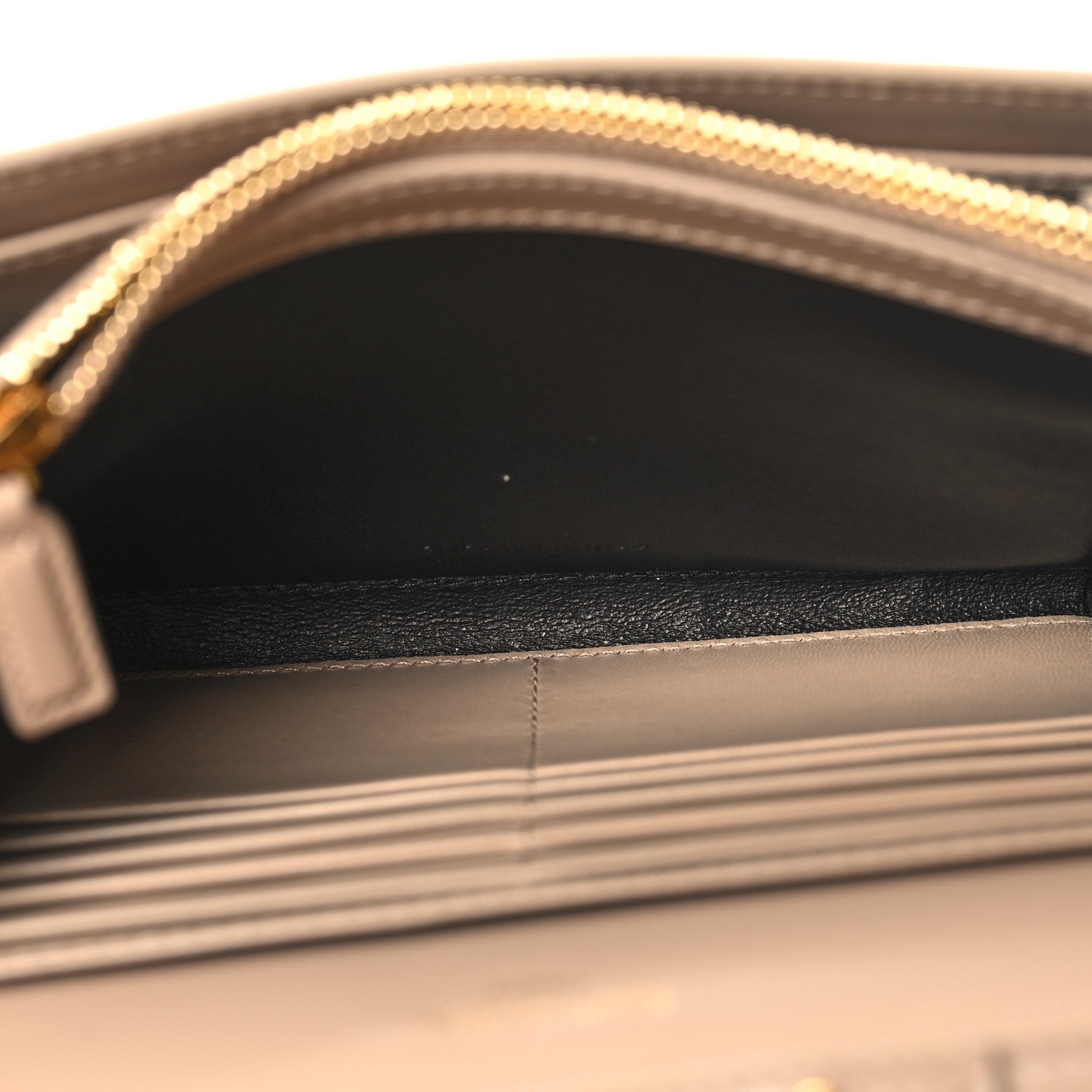 Saint Laurent Glossy Calfskin Monogram Chain Wallet Dark Beige 5 of 10