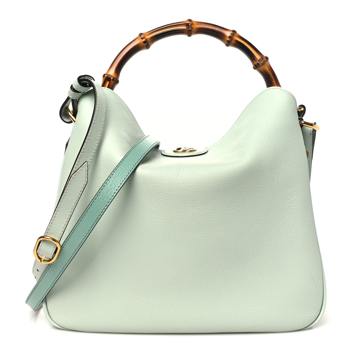 Softy Wonka Textured Dollar Calfskin Medium Diana Shoulder Bag Salvy Green