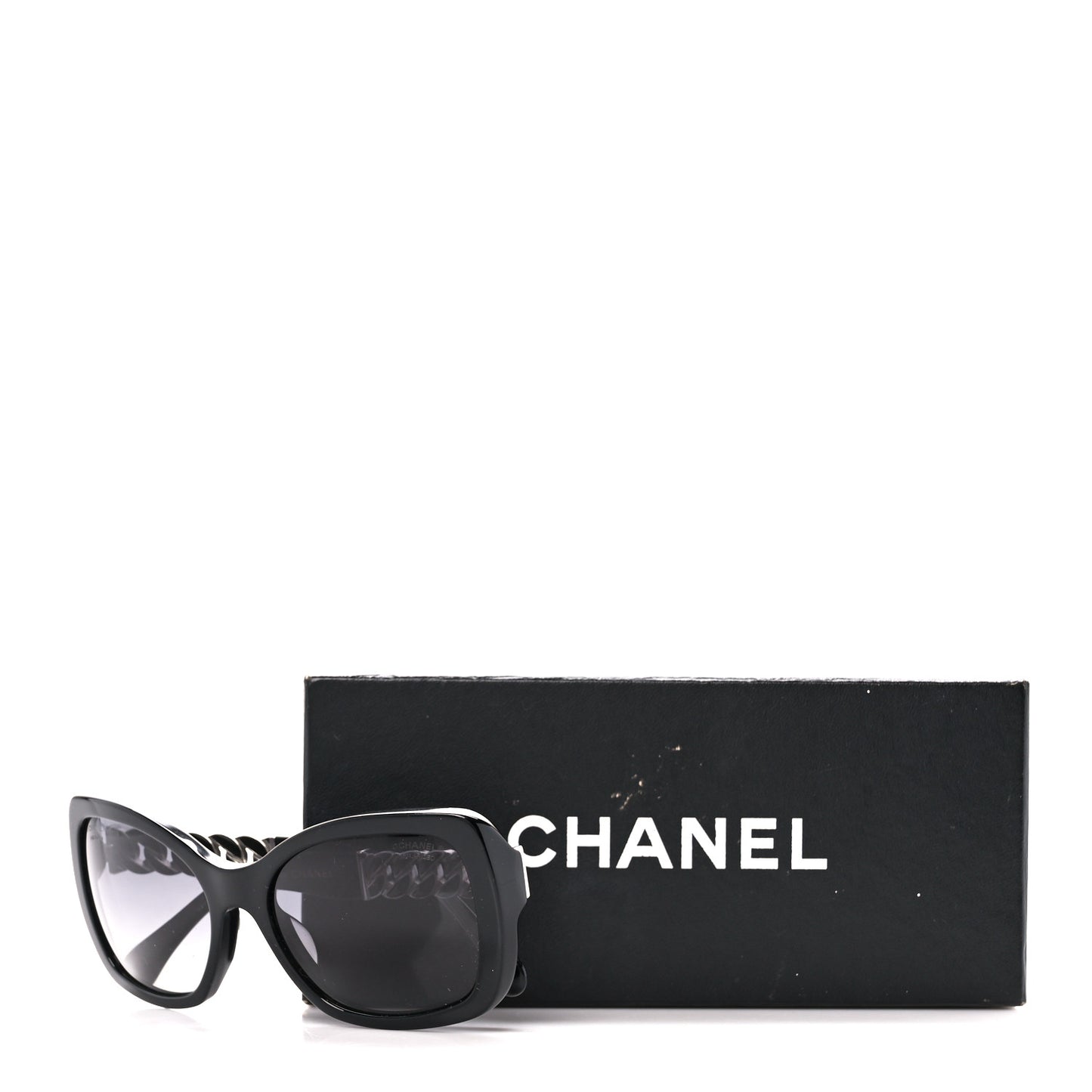 Acetate Metal Polarized Chain Square Sunglasses 5305 Black