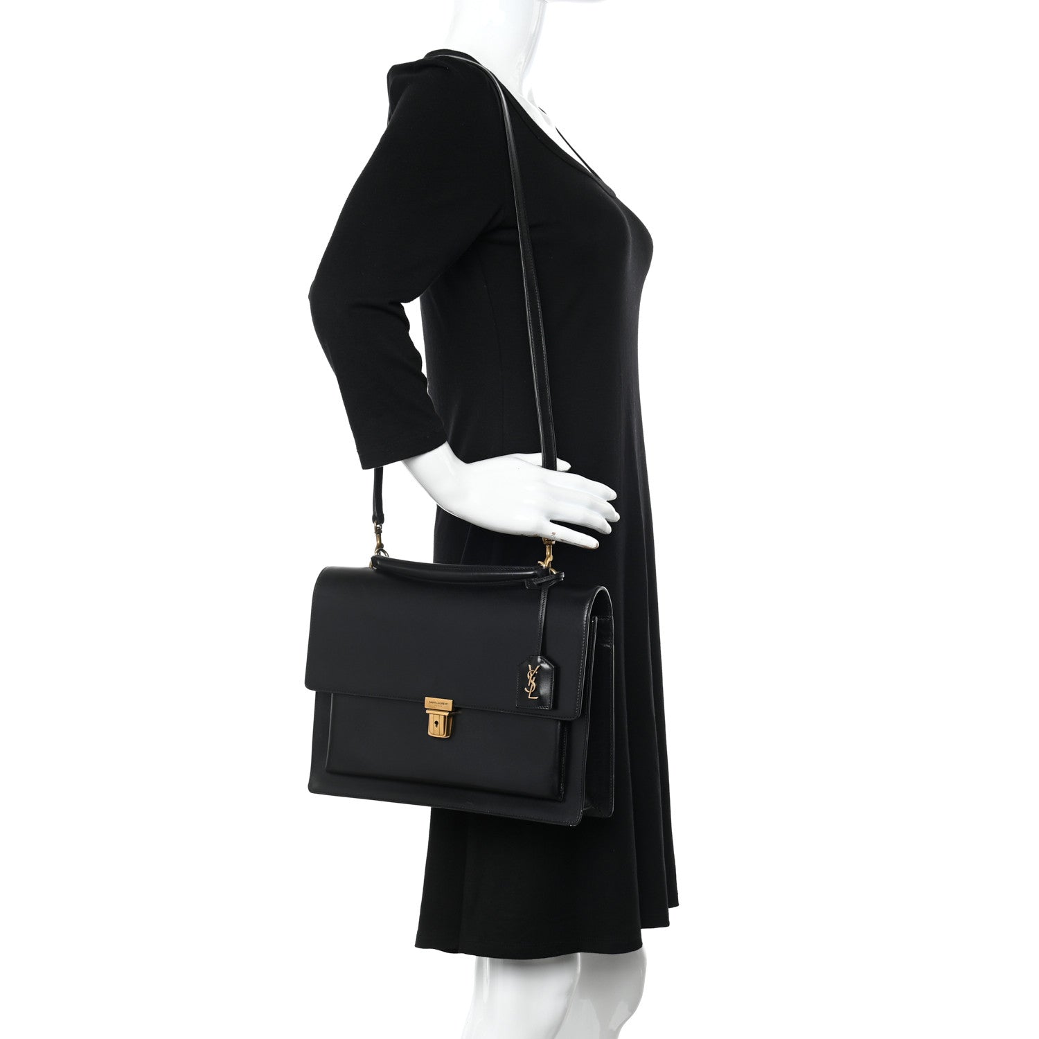 Saint Laurent Smooth Calfskin Large High School Satchel Black 2 of 12