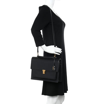 Saint Laurent Smooth Calfskin Large High School Satchel Black 2 of 12