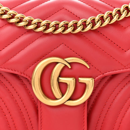 Gucci Calfskin Matelasse Small GG Marmont Shoulder Bag Hibiscus Red 8 of 11