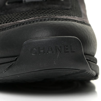 Chanel Mesh Suede Grained Calfskin Womens CC Sneakers 41 Black White 9 of 14