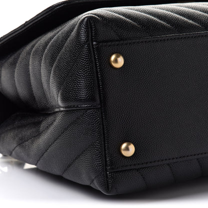 Chanel Caviar Chevron Quilted Small Coco Handle Flap Black 9 of 11