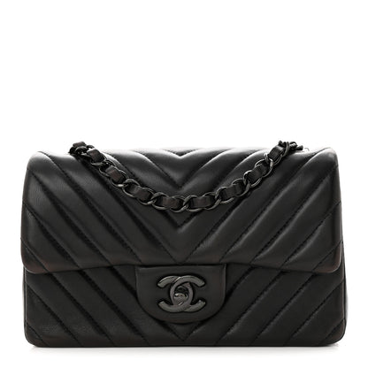 Chanel Lambskin Chevron Quilted Mini Rectangular Flap So Black 1 of 12