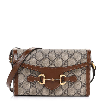 Gucci GG Supreme Monogram Mini Horsebit 1955 Shoulder Bag Beige Brown Sugar 1 of 10