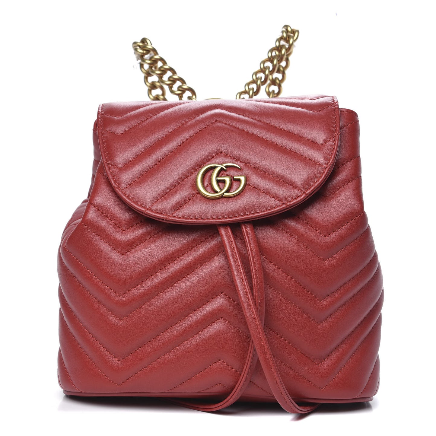 Calfskin Matelasse GG Marmont Flap Backpack Hibiscus Red
