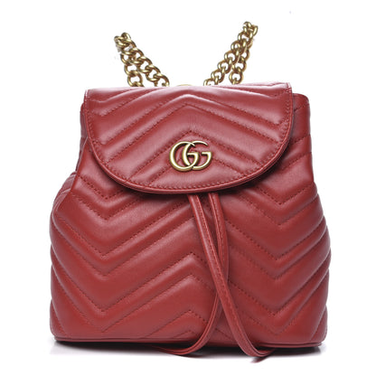Gucci Calfskin Matelasse GG Marmont Flap Backpack Hibiscus Red 1 of 8