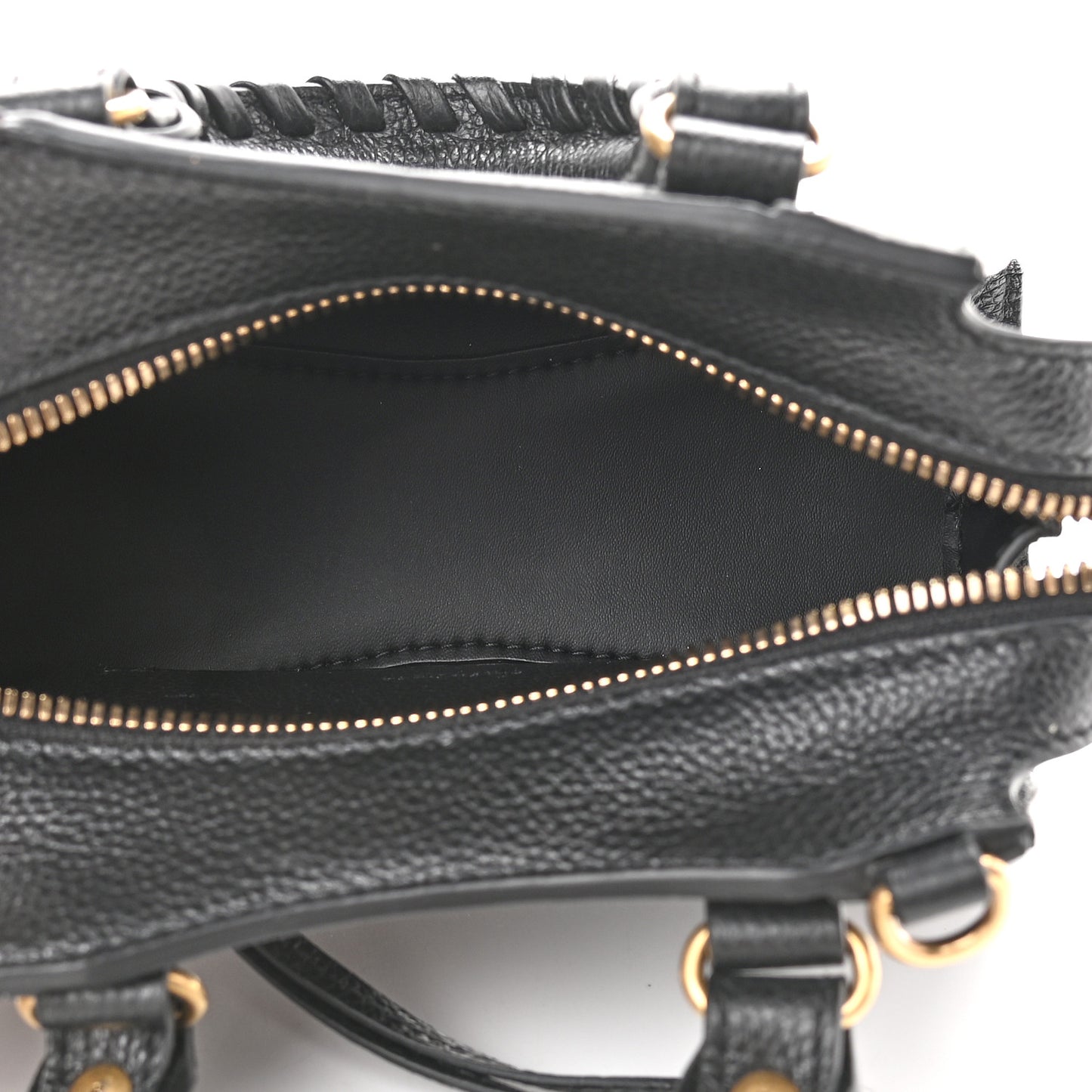 Grained Calfskin Neo Classic Gold Hardware Nano City Crossbody Black