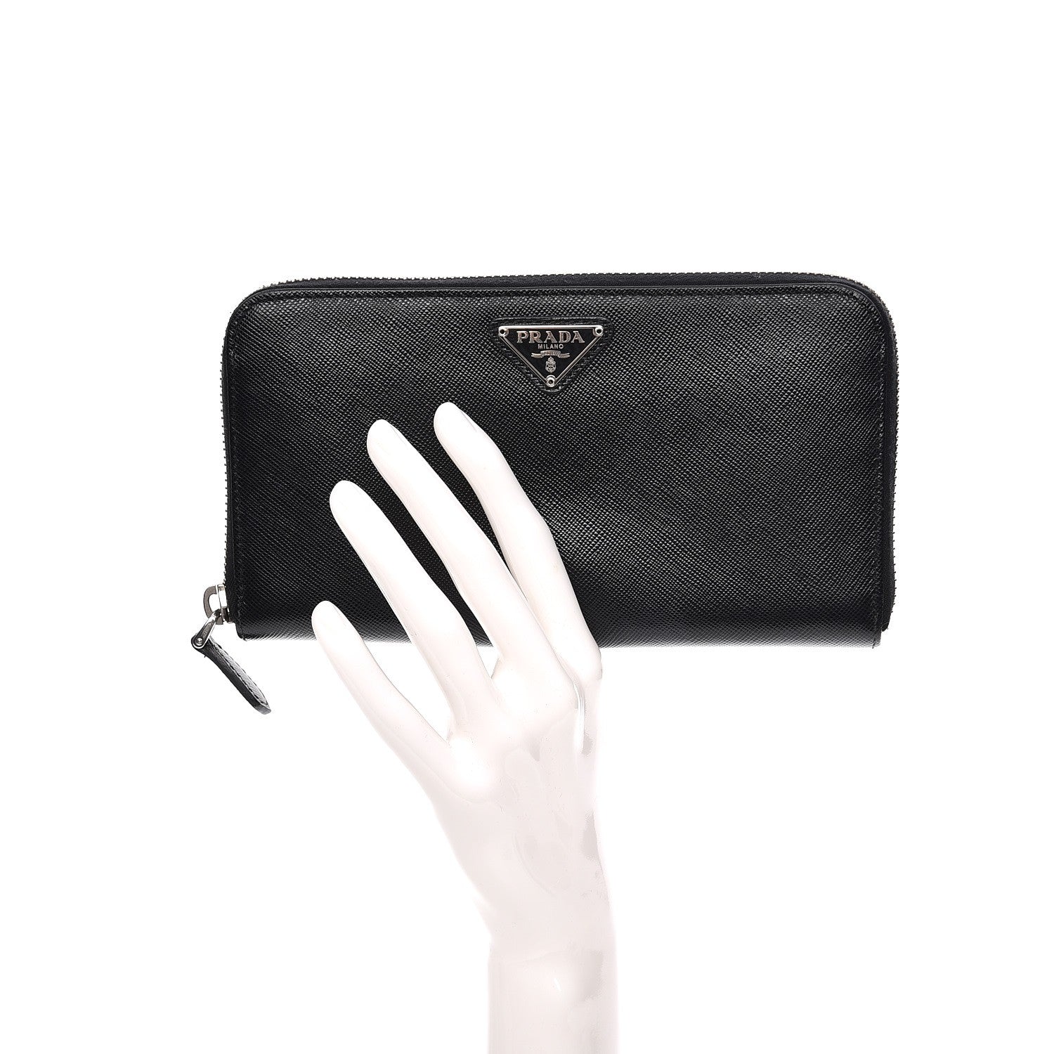 Prada Saffiano Zip Around Wallet Nero Black 2 of 9