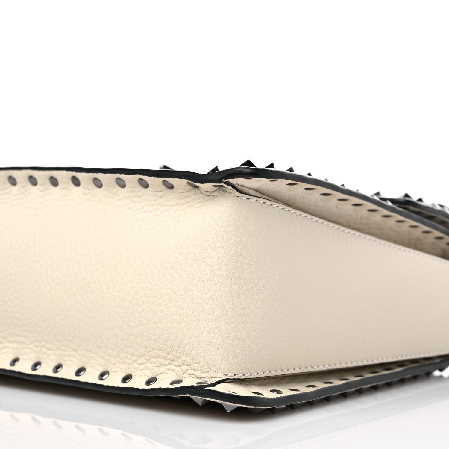 Valentino Garavani Grained Calfskin Rockstud Top Handle Flap Shoulder Bag Light Ivory 7 of 7