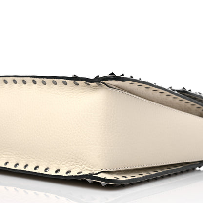 Valentino Garavani Grained Calfskin Rockstud Top Handle Flap Shoulder Bag Light Ivory 7 of 7
