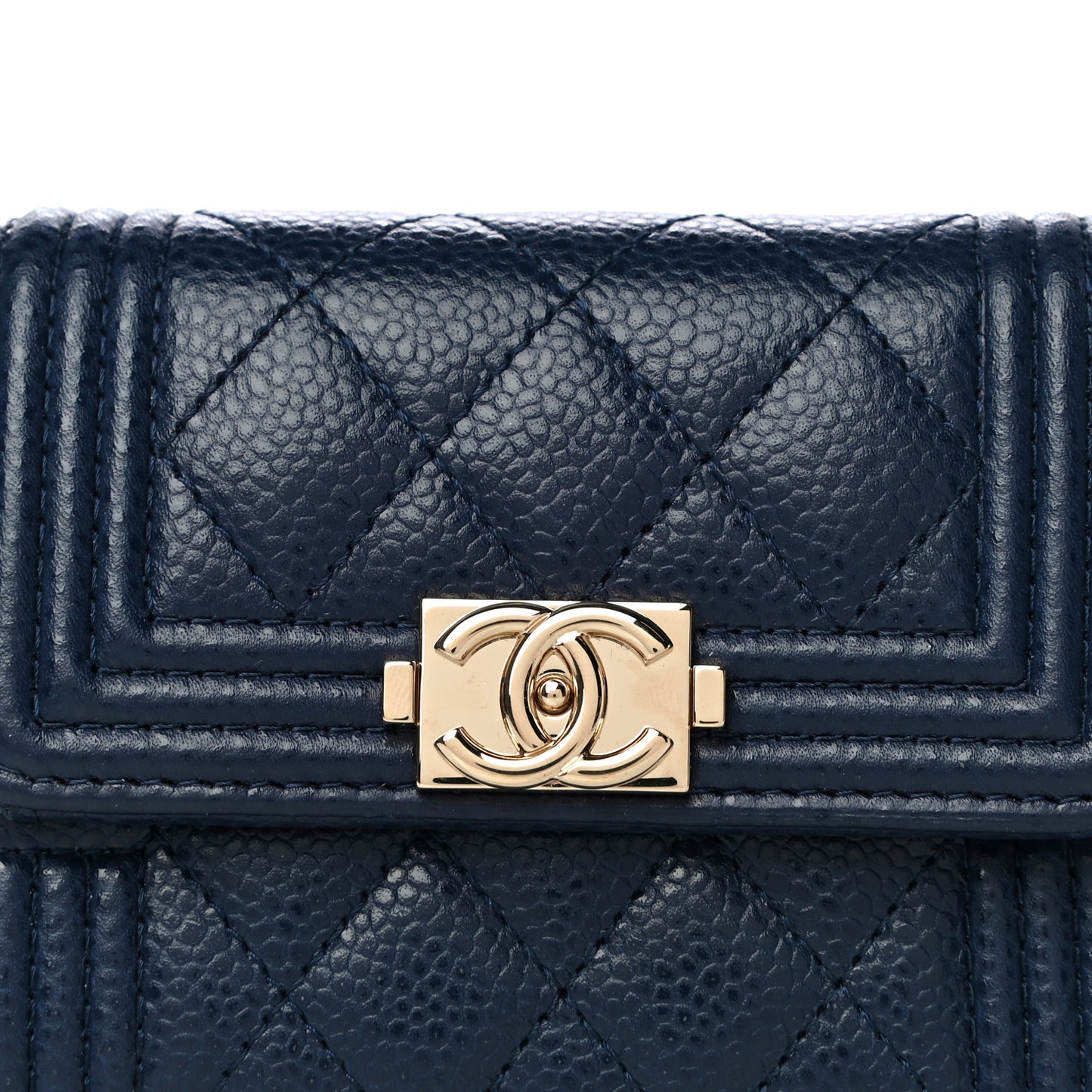 Caviar Quilted Compact Boy Wallet Blue