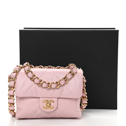Chanel Lambskin Quilted Small Chain Top Handle Flap Rose Clair 12 of 12