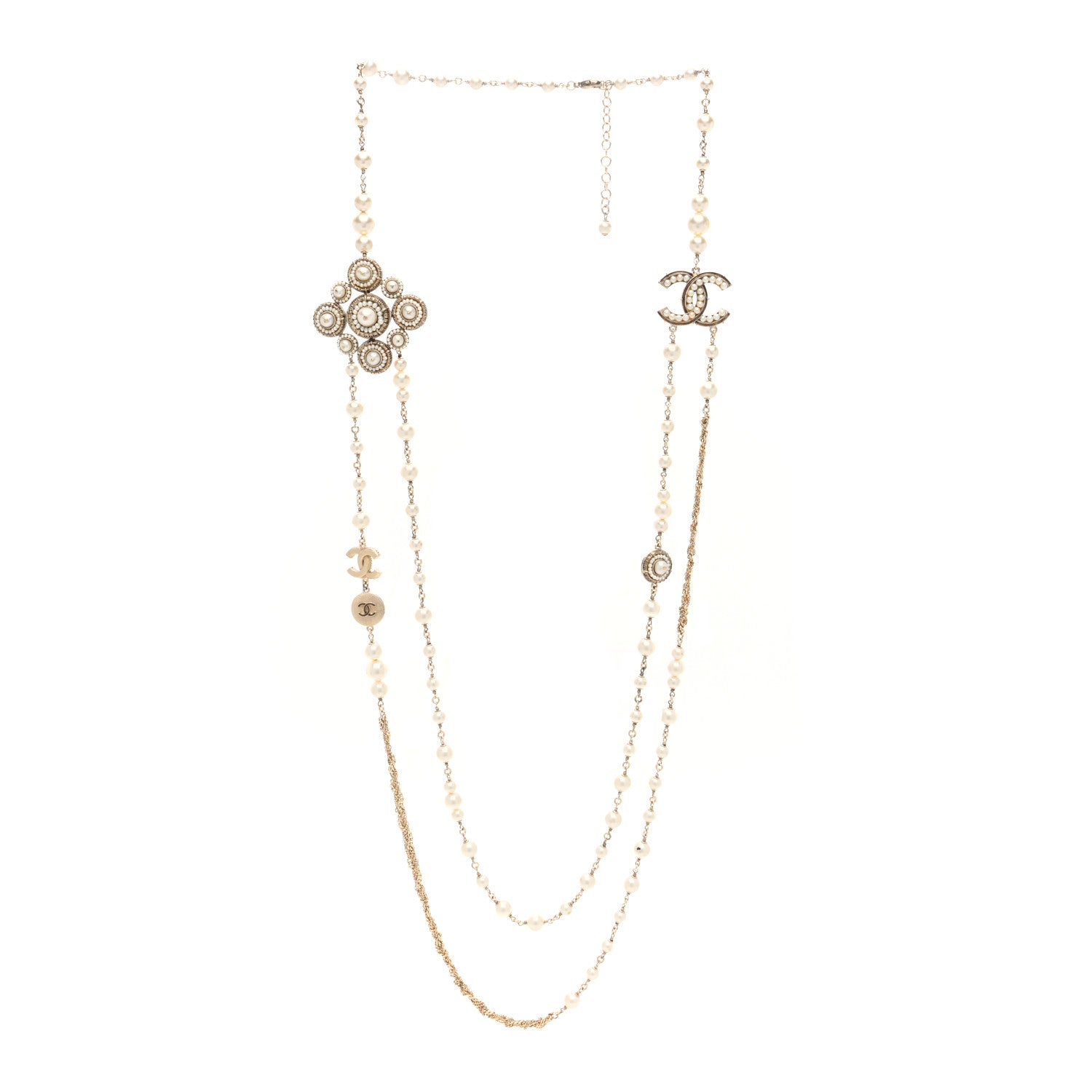 Chanel Pearl Multistrand CC Long Necklace Pearly White 3 of 9