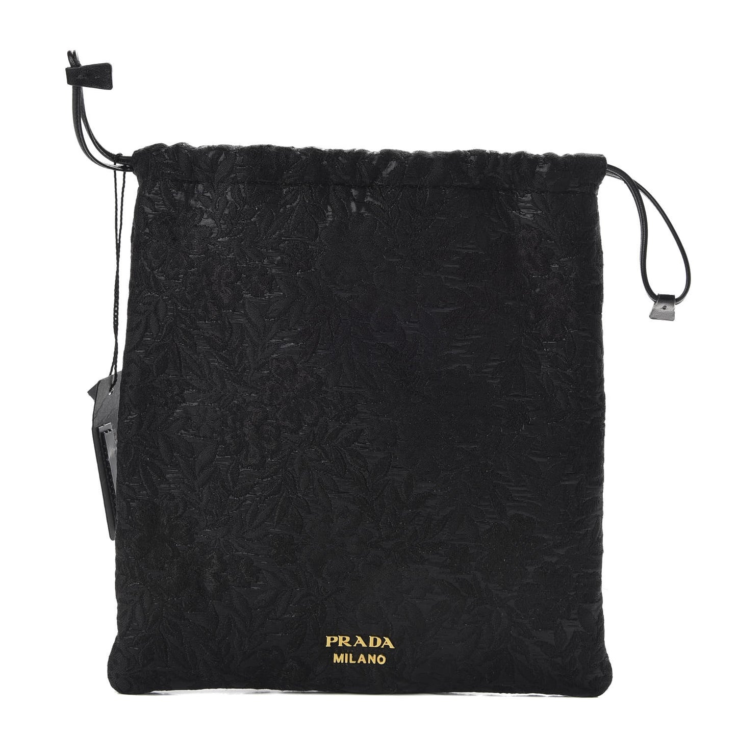 Lace Embroidered Drawstring Pouch Black