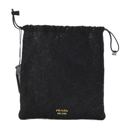 Prada Lace Embroidered Drawstring Pouch Black 1 of 7