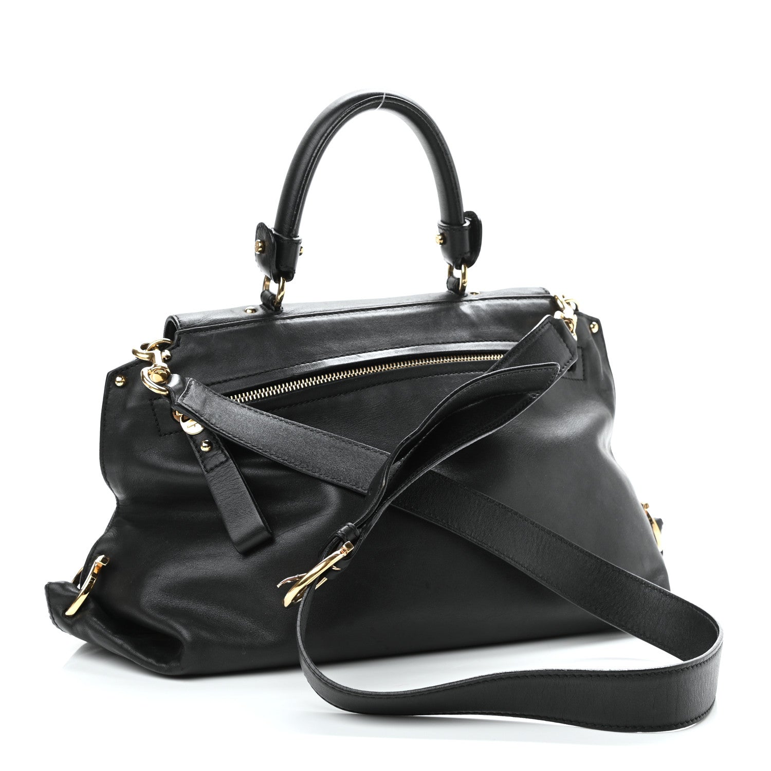 Salvatore Ferragamo Calfskin Medium Sofia Satchel Black 2 of 8