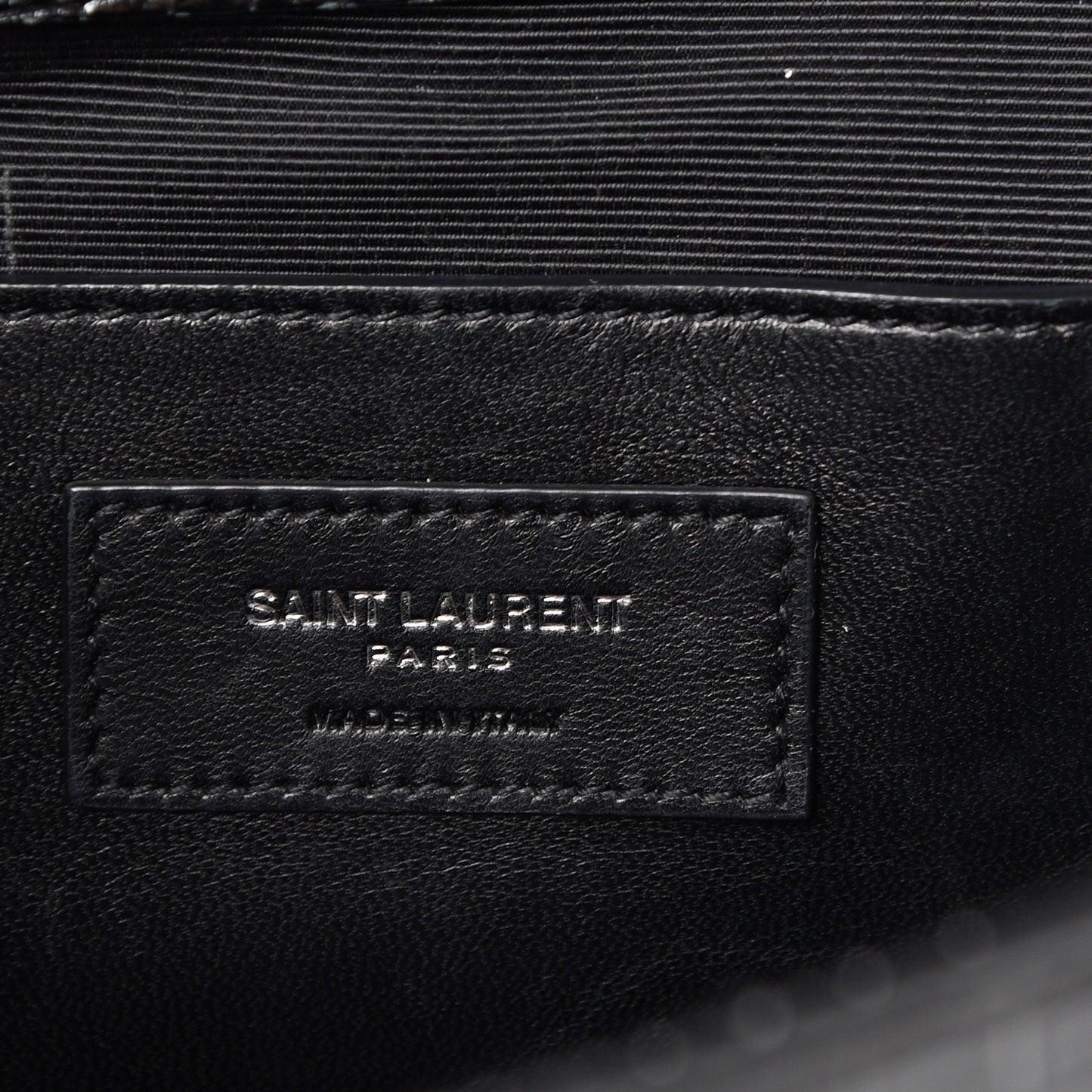 Calfskin Crocodile Embossed Medium Monogram Envelope Chain Shoulder Bag Black