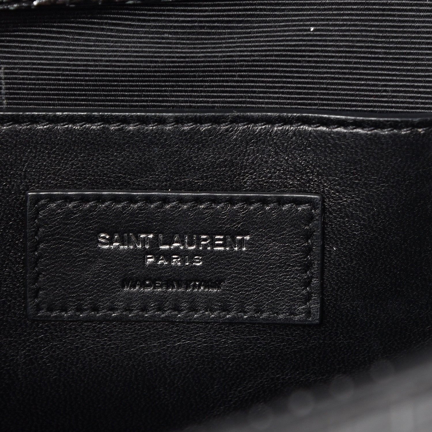 Saint Laurent Calfskin Crocodile Embossed Medium Monogram Envelope Chain Shoulder Bag Black 5 of 15