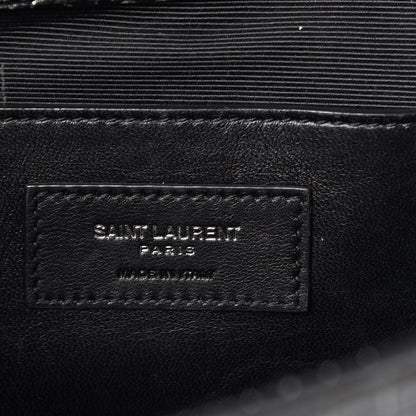 Saint Laurent Calfskin Crocodile Embossed Medium Monogram Envelope Chain Shoulder Bag Black 5 of 15
