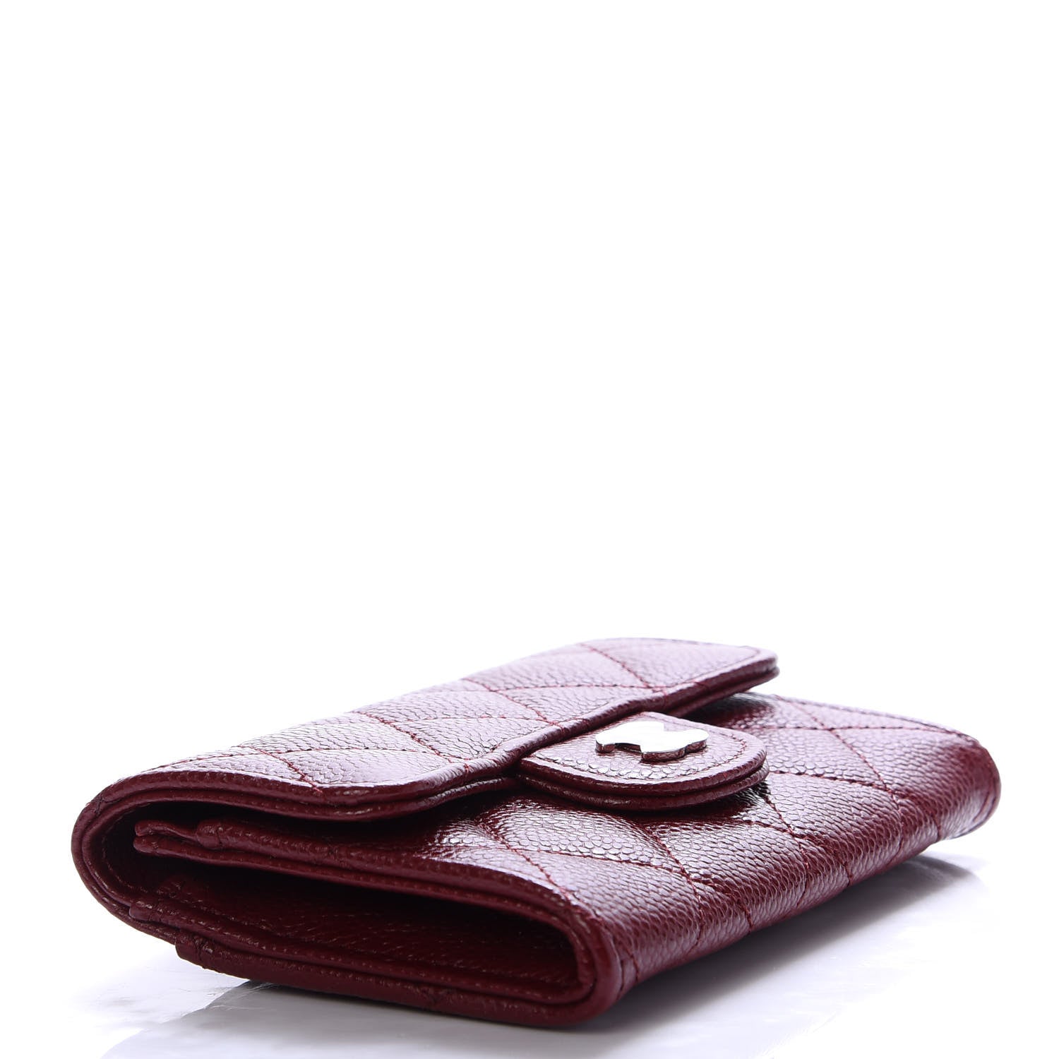 Chanel Caviar Quilted Flap Card Holder Wallet Dark Red 4 of 9